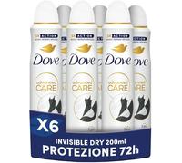 Dove Deodorant Spray Advanced Care Invisible Dry, with moisturizing and delicate formula on the skin, anti-stain formula, dry skin up to 72 hours, deodorant for men and women, 6 pieces of 200 ml