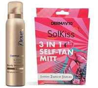 Dove DermaSpa Fair to Medium Gradual Self-Tan Body Mousse 150ml Summer Revived for a Natural Looking Sun-kissed Glow with Solkiss 3-in-1 Self Tan Applicator Mitt