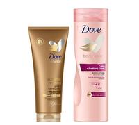Dove DermaSpa Summer Revived Medium to Dark Tanning Lotion & Dove Body Love Care Radiant Glow Body Lotion 2 piece