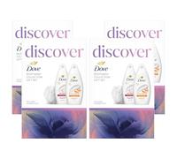 Dove Discover Bodywash Collection with Velvet Glow Body Wash 225ml and Fruity Nourish Body Wash 225ml Ready to Wrap 2 Pieces Gift Set For Her with Shower Puff,4pk