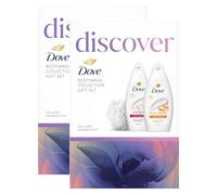 Dove Discover Bodywash Collection with Velvet Glow Body Wash 225ml and Fruity Nourish Body Wash 225ml Ready to Wrap 2 Pieces Gift Set For Her with Shower Puff,2pk
