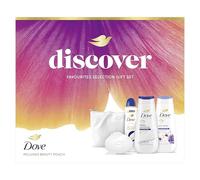 Dove Discover Favourites Selection Gift Set with two body washes, an anti-perspirant, a beauty bar and a Beauty Pouch perfect gifts for her 4 piece