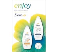 Dove Enjoy Duo Gift Set Body Wash Collection with a shower puff perfect gifts for her 2 piece Beauty bath set gift skin care Nourishing shower puff dove fruity collection