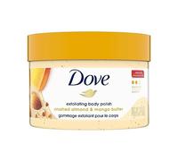 Dove Exfoliating Body Polish Scrub For Dry Skin With Crushed Almond & Mango Butter, Gently Exfoliates & Moisturizes To Reveal Instantly Soft, Smooth & Healthy Skin, Fruity Scent, 298g