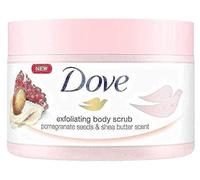 Dove Exfoliating Body Scrub Pomegranate Seeds and Shea Butter Scent Gentle Moisturising Scrub for Smooth, Soft Skin Removes Dead Skin Cells, Hydrates and Nourishes Suitable for Daily Use, 225ml