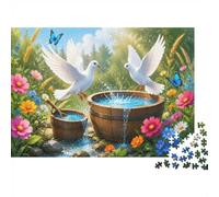 Dove Flowers 1000 Pieces Mini Jigsaw Puzzle for Adults