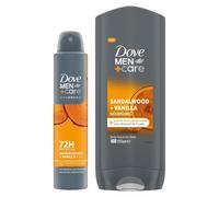 Dove For Men Sandalwood and Vanilla Bundle Deodorant Spray and Body Wash