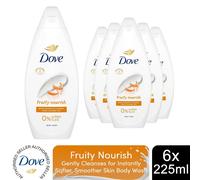 Dove Fruity Nourish Body Wash 6 Pack, 0% Sulfate SLES Shower Gel, 225ml