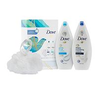 Dove Gently Nourishing Body Wash Collection Gift Set 2pcs with Luxury Shower Puff, Deeply Nourishing Body Wash 225ml & Gentle Scrub Body Wash 225ml, Dove Christmas gifts for her, Regular