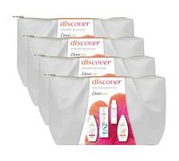 Dove Gift Set Discover Ultimate Beauty Bag with Silky Velvet & Fruity Nourish Body Wash, Powder Anti-Perspirant 150ml, Soothing Body Lotion, 4 pack - Self-Care Bath & Body Gift for Women
