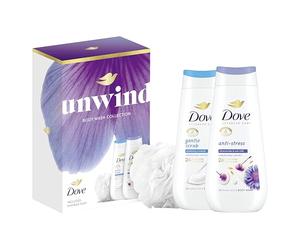 Dove Gift Set Unwind Duo with Two Body Washes and Shower Puff, Perfect Gift for Her 2 Piece