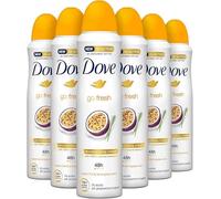 Dove Go Fresh Deodorant Spray Passion Fruit and Lemongrass Scent Antiperspirant Protects 48 Hours Against Body Odour and Underarm Wetness 150 ml Pack of 6