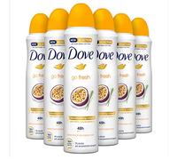 Dove Go Fresh Passion Fruit & Lemongrass Anti-Transpirant Deodorant Spray, offers up to 48 hours of protection against sweat, moisturizes the skin - 6 x 150 ml - Advantage pack