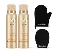Dove Gradual Tan Mousse Light to Medium 150ml x2 with Lavarion Exfoliating Glove & Tanning Mitt - Self Tan Kit for Face and Body - Streak-Free, Natural Glow Fake Tanning Set for Smooth, Even Applicati