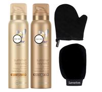 Dove Gradual Tanning Mousse Bundle - Light to Medium Tan 150ml & Medium to Dark Tan 150ml - with Lavarion Exfoliating Glove and Tanning Mitt Applicator - Complete Self Tan Set