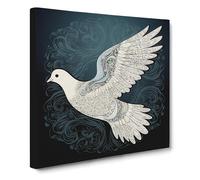 Dove Graphic Art Canvas Wall Art Print Ready to Hang, Framed Picture for Living Room Bedroom Home Office Décor, 50x50 cm (20x20 Inch)