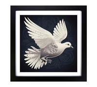 Dove Graphic Art Framed Wall Art Print 18x18 Inch Black