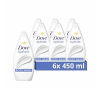 Dove Hydrate Body Wash Body Cleanser Shower Gel With Plant-Based Moisturisers For Softer, Smoother Skin After One Shower 6X 450 Ml