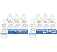 Dove Hydrate Body Wash Body Cleanser shower gel with plant-based moisturisers for softer, smoother skin after one shower 6x 225 ml (Pack of 2)