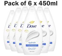 Dove Hydrate Body Wash Soft Smooth Creamy Gentle Skin Free Sulfate Pack 6x450ml