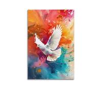 Dove in Colors Wall Art, Artistic Print, Fantasy Poster, Unique Canvas Picture, Artistic Decor for Living Room Artistic Wall Mural Modern Hanging Decor Poster24x36inch(60x90cm)