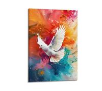 Dove in Colors Wall Art, Artistic Print, Fantasy Poster, Unique Canvas Picture, Artistic Decor for Living Room Artistic Wall Mural Modern Hanging Decor Poster20x30inch(50x75cm)