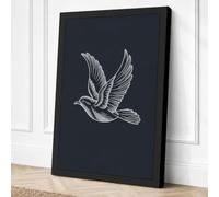 Dove in Flight Minimalist Canvas Wall Art Print 18x12 Inch (46 x 30 cm)