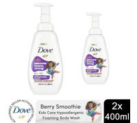 Dove Kids Care Body Wash Berry Smoothie Hypoallergenic Foaming Wash, 2x400ml - 2x400ml