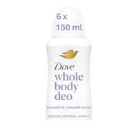 Dove Lavender & Camomile Whole Body Deodorant Spray 0% aluminium deodorant for all-day odour control 150 ml - Pack of 6