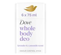 Dove Lavender & Camomile Whole Body Deodorant Stick 0% aluminium deodorant for all-day odour control 75 ml - Pack of 6