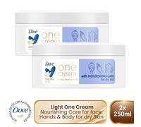 Dove Light One Cream Nourshing Care 250ml, Face Hands & Body for Dry Skin 4 Pack