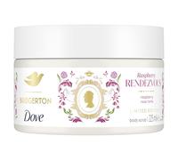 Dove Limited Edition Bridgerton Raspberry Rendezvous Body Scrub exfoliating scrub with a raspberry & rose tart scent for deep nourishment 225 ml