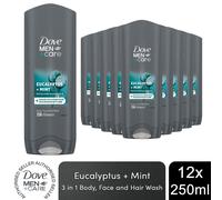 Dove Men+Care 3 in 1 Body, Face & Hair Wash Eucalyptus + Mint 250ml, 12 Pack