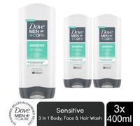 Men+Care 3-in-1 'Body, Face & Hairwash' Sensitive 400ml, 3Pk Dove White One Size