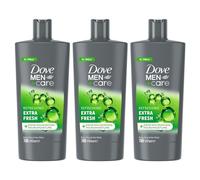 DOVE MEN + CARE 3-in-1 Body, Face & Hair Wash Refreshing Extra Fresh Provides Hydration Enriched with Menthol Dermatologically Tested Body Wash for Men, 700ml Pack of 3