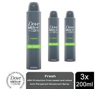 Dove Men+Care Fresh deodorant for men with 1/4moisturising cream Antiperspirant Aerosol for 48h sweat and odour protection 200ml