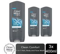 Dove Men+Care Body & Face Wash, Micro Moisture Shower Gel, 3x400ml