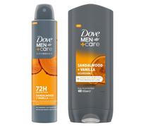 Dove For Men Sandalwood and Vanilla Bundle Deodorant Spray and Body Wash