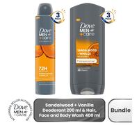 Dove Men+Care 3 in 1 Body, Face & Hair Wash Sandalwood + Vanilla 400ml, 3 Pack