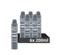 Dove Men+Care Classic Anti-Perspirant Aerosol Deodorant Spray with ¼ moisturising cream for 48 hour protection against sweat and odour 6x 200 ml