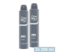 Dove Men+Care Classic with ¼ moisturising cream Men's Antiperspirant Deodorant Body Spray for 48 hour protection against sweat and odour 150 ml (Pack of 2)
