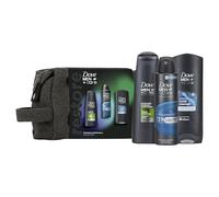 Dove Men+Care Essentials Men's Gift Set for Him Washbag Collection: body wash, 2-in-1 shampoo & conditioner and anti-perspirant deodorant 3 piece