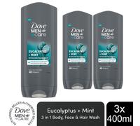 Dove Men+Care Eucalyptus + Mint 3-in-1 Hair, Face and Body Wash 3x400ml