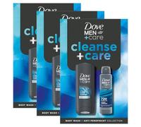 Dove Men+Care Gift Set Cleanse+Care Duo Clean Comfort Bodywash 250ml and Antiperspirant 150ml, 3 Pack- Long Lasting Protection Hydrating Skin Care for Men Grooming Travel or Gift Set
