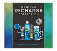 Dove Men+Care, Radox, Vaseline & Lynx The Ultimate Recharge Collection Gift Set body wash, shampoo, bath soak, shower gel, lip balm, body spray & socks perfect for any occasion 6 piece