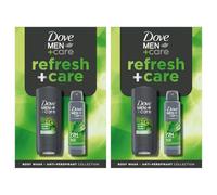 Dove Men+Care Refresh+Care Gift Set Extra Fresh Bodywash 250ml and 48H Antiperspirant- 2 Pack, Grooming Duo for Men Hydrating Cleansing Cooling Citrus Scent Daily Shower Essentials