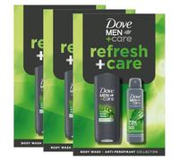 Dove Men+Care Refresh+Care Gift Set Extra Fresh Bodywash 250ml and 48H Antiperspirant- 3 Pack, Grooming Duo for Men Hydrating Cleansing Cooling Citrus Scent Daily Shower Essentials