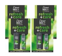 Dove Men+Care Refresh+Care Gift Set Extra Fresh Bodywash 250ml and 48H Antiperspirant- 4 Pack, Grooming Duo for Men Hydrating Cleansing Cooling Citrus Scent Daily Shower Essentials