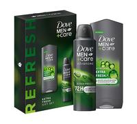 Dove Men+Care Refresh Extra Fresh 3-in-1 Hair, Face & Body Wash and Advanced 72H Protection Antiperspirant 2 Pieces Ready to Give Gift Set for Him, Green