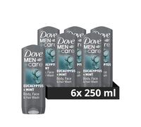 Dove Men+Care Revitalising Eucalyptus & Mint Fragrance 3 in 1 Hair, Face and Body Cleanser Shower Gel Body Wash with MicroMoisture technology for 24 hour nourishment 250 ml, Pack of 6